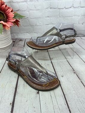 Sam Edelman Metallic silver greta t-strap thong Sandals women 7.5 summer resort